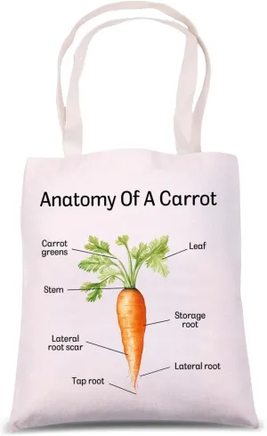MNIGIU Carrot Anatomy Shoulder Bag Carrot Lover Gift Vegetable Carrot Farm Tote Bag Carrot Theme Gift Famer Gift