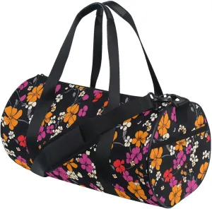 MNSRUU Sports Duffel Bags, White Pink Yellow Flowers Athletic Gym Bag Overnight Workout Travel Tote Luggage for Men Women Yoga