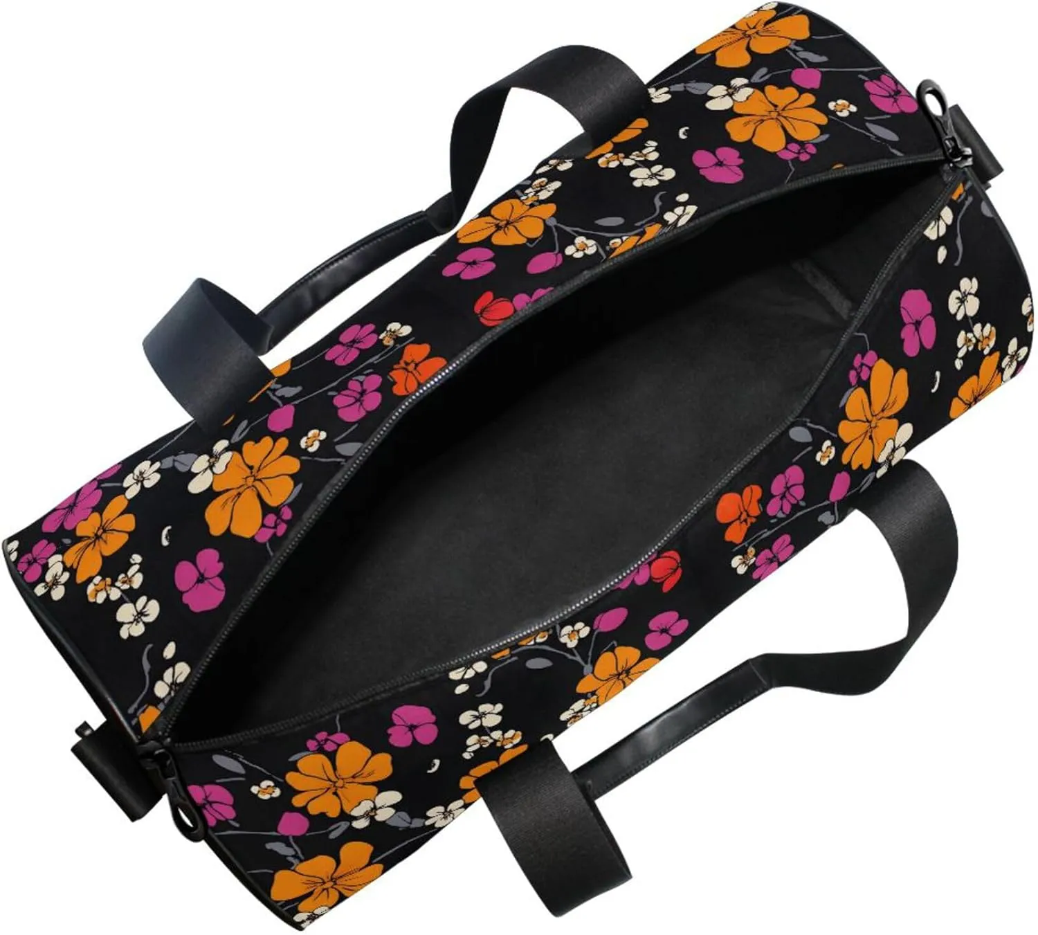 MNSRUU Sports Duffel Bags, White Pink Yellow Flowers Athletic Gym Bag Overnight Workout Travel Tote Luggage for Men Women Yoga