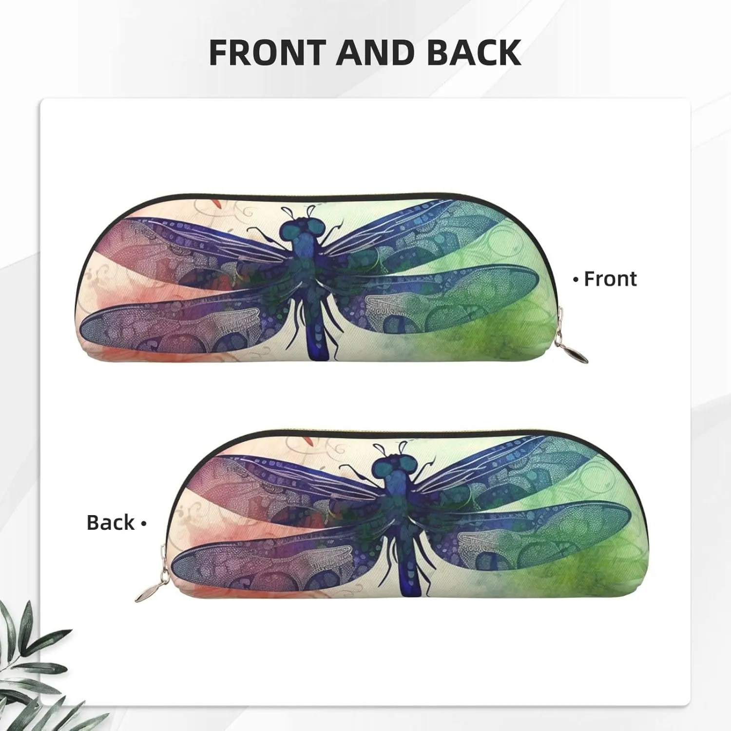 Modern dragonfly Makeup Bag for Women Men Large Pencil Case Aesthetic Pencil Pouch Coin Pouch Leather Cosmetic Bag with Zipper Office Organizer Travel Essentials