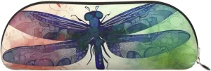 Modern dragonfly Makeup Bag for Women Men Large Pencil Case Aesthetic Pencil Pouch Coin Pouch Leather Cosmetic Bag with Zipper Office Organizer Travel Essentials