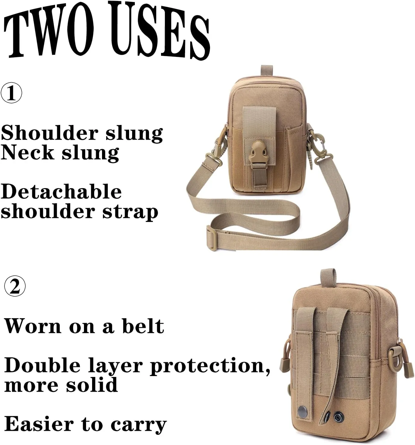 Molle bags, tactical EDC bags, multi-purpose tactical backpacks and compact multi-pocket tool bags with cushioned shock protection inside. Ideal for outdoor travel, hiking(Khaki)