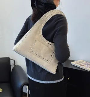 Molodo PU Leather Hobo Bag for Women Vintage Studded Tote Bag Handbag Trendy Shoulder Bag Punk Streetwear Handbag Purse