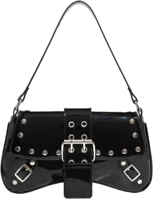 Molodo Punk Style Rivet Shoulder Bags for Women Retro Studded Underarm Bag PU Shoulder Handbag Y2K Hobo Bag Satchel Bag