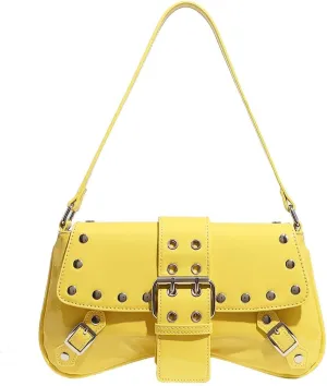 Molodo Punk Style Rivet Shoulder Bags for Women Retro Studded Underarm Bag PU Shoulder Handbag Y2K Hobo Bag Satchel Bag