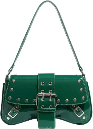 Molodo Punk Style Rivet Shoulder Bags for Women Retro Studded Underarm Bag PU Shoulder Handbag Y2K Hobo Bag Satchel Bag