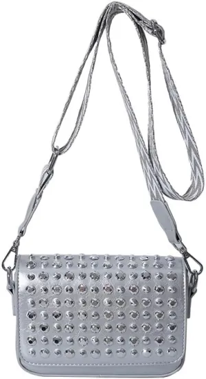 Molodo Studded Shoulder Bag for Women Trendy PU Leather Crossbody Bag Punk Handbag Purses Retro Small Shoulder Handbag