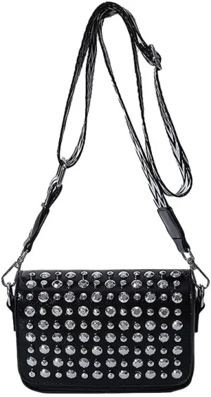 Molodo Studded Shoulder Bag for Women Trendy PU Leather Crossbody Bag Punk Handbag Purses Retro Small Shoulder Handbag