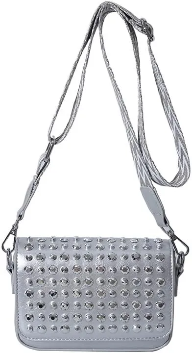 Molodo Studded Shoulder Bag for Women Trendy PU Leather Crossbody Bag Punk Handbag Purses Retro Small Shoulder Handbag