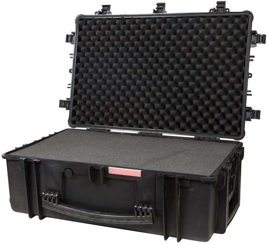 Monoprice Weatherproof Hard Case - 33 x 22 x 13 Inches, With Wheels and Customizable Foam, Shockproof, IP67, Ultraviolet And Impact Resistant Material, Black - Pure Outdoor Collection