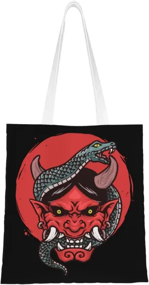 Monsters and Snakes Tote Bag for Women Canvas Shopping Bags Reusable Large Capacity Casual Shoulder Handbags Grocery Bags DIY Gift Bags