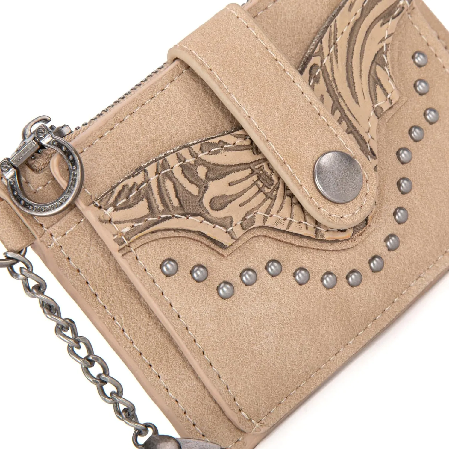 Montana West Credit Card Holder for Women Western Slim Wallet Card Cases & Money Organizers with Rfid Lining Bifold Women's Small Card Wallet with Zipper Coin Pocket