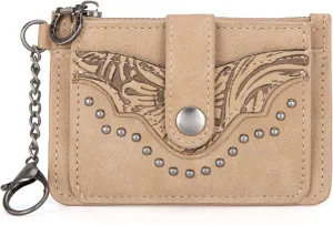Montana West Credit Card Holder for Women Western Slim Wallet Card Cases & Money Organizers with Rfid Lining Bifold Women's Small Card Wallet with Zipper Coin Pocket