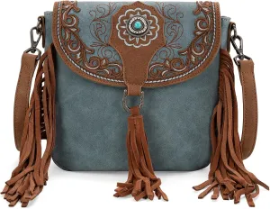 Montana West Western Crossbody Bags for Women Embroidered Denim Collection Purses