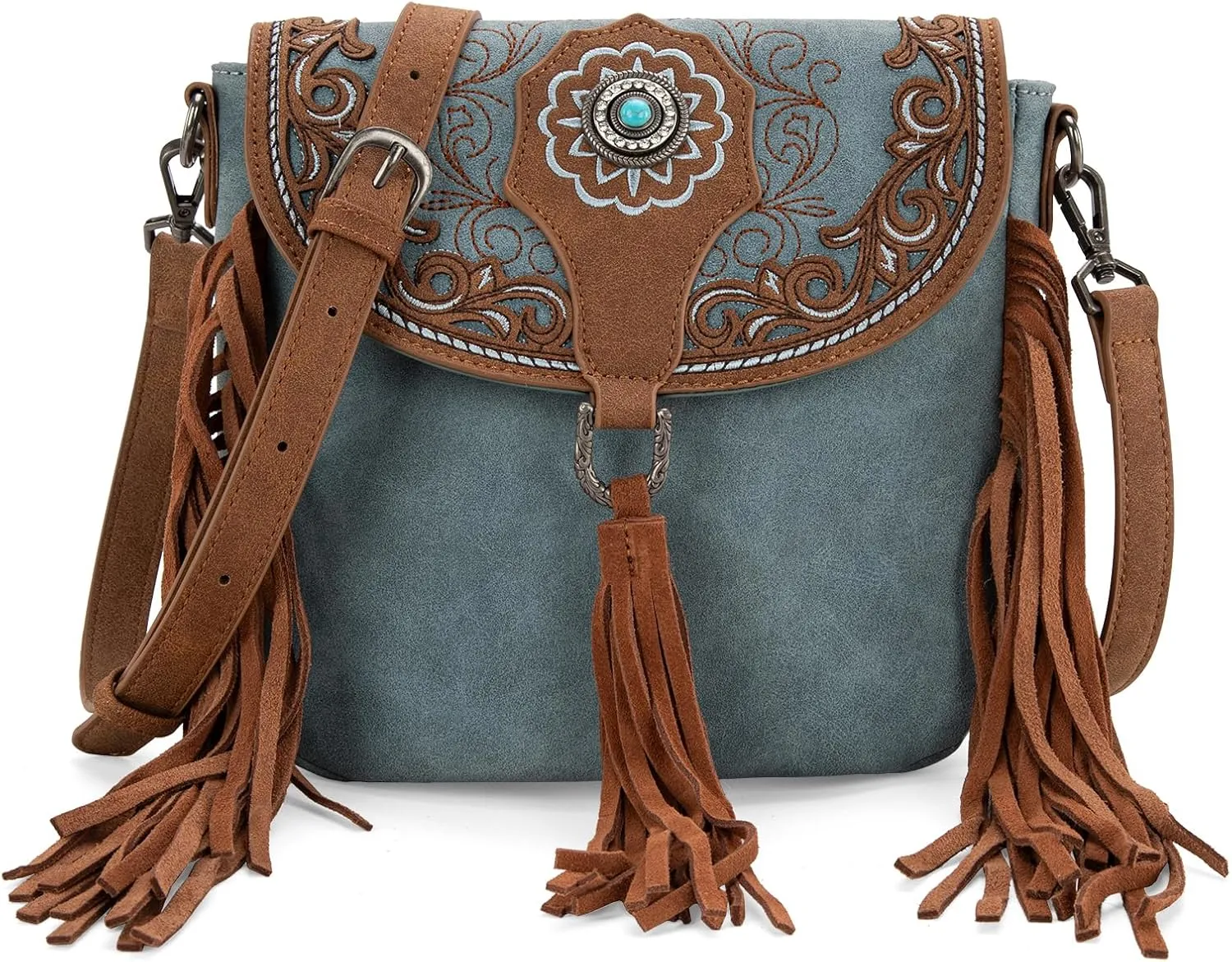 Montana West Western Crossbody Bags for Women Embroidered Denim Collection Purses