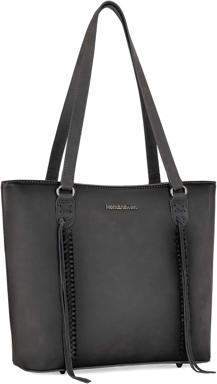Montana West Western Two-Tone Large Tote Bag for Women Vintage Top Handle Ladies Shoulder Bags