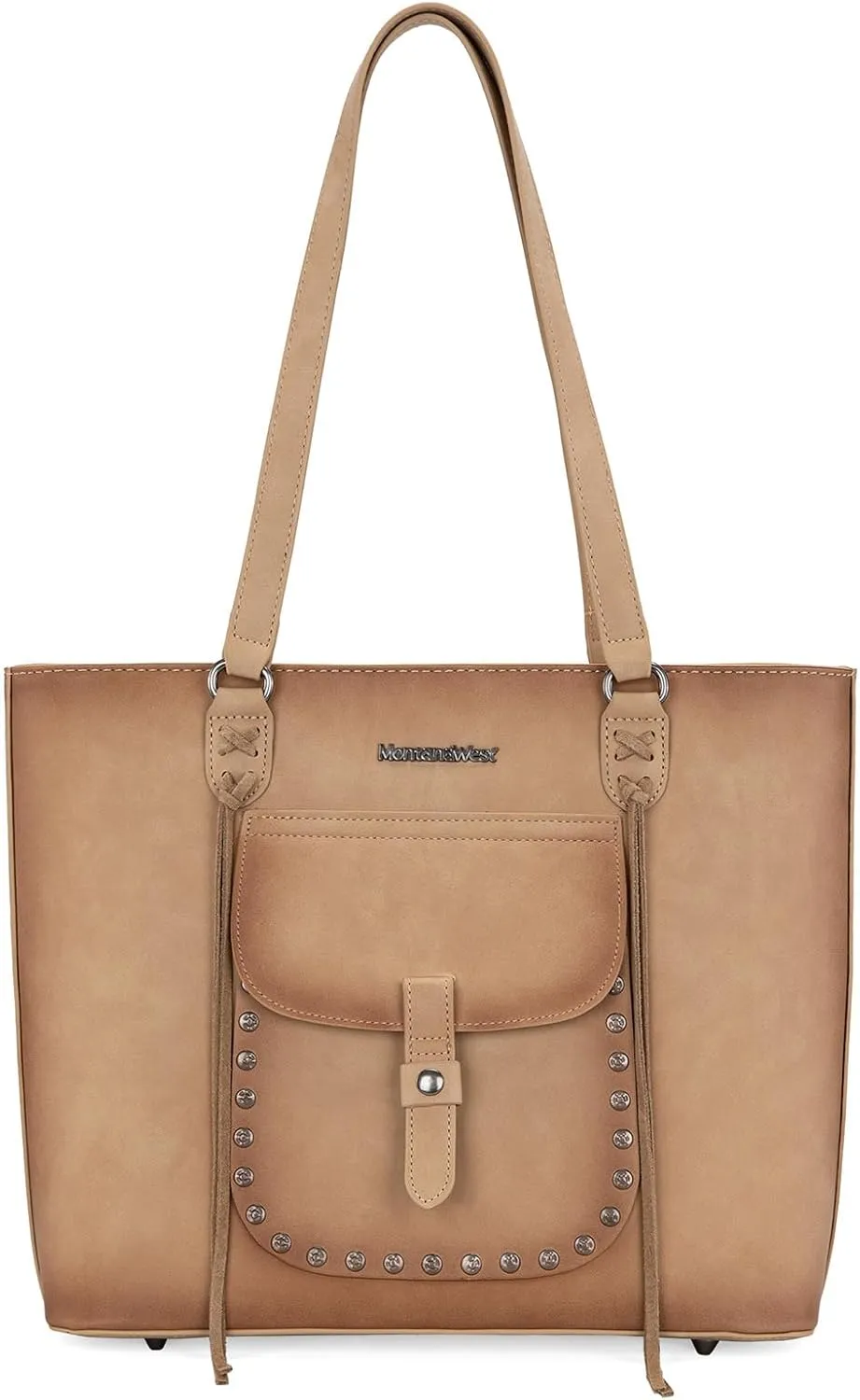 Montana West Western Two-Tone Large Tote Bag for Women Vintage Top Handle Ladies Shoulder Bags