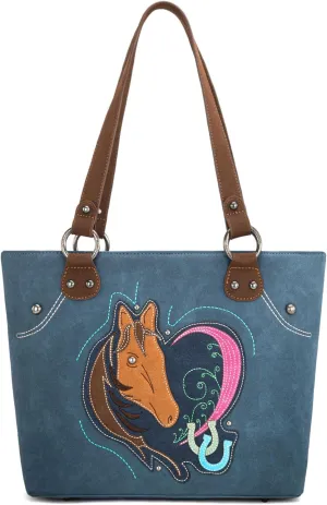 Montana West Western Two-Tone Large Tote Bag for Women Vintage Top Handle Ladies Shoulder Bags