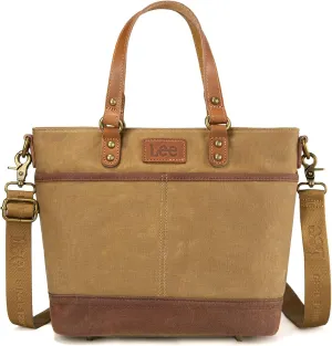 Montana West x Lee Waxed Canvas Tote Bag for Women Work Small Vintage Shoulder Bag and Handbag with Leather Handle