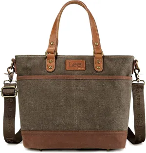 Montana West x Lee Waxed Canvas Tote Bag for Women Work Small Vintage Shoulder Bag and Handbag with Leather Handle