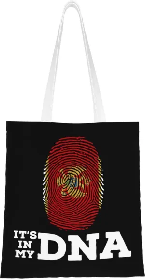 Montenegro It's in My DNA Tote Bag for Women Canvas Shopping Bags Reusable Large Capacity Casual Shoulder Handbags Grocery Bags DIY Gift Bags