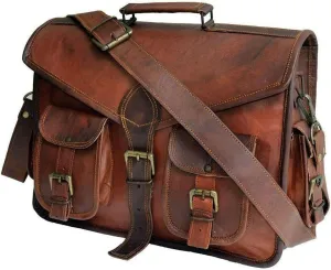 MONTEXOO Handmadecraft Leather Unisex Real Leather Messenger Bag for Laptop Briefcase Satchel