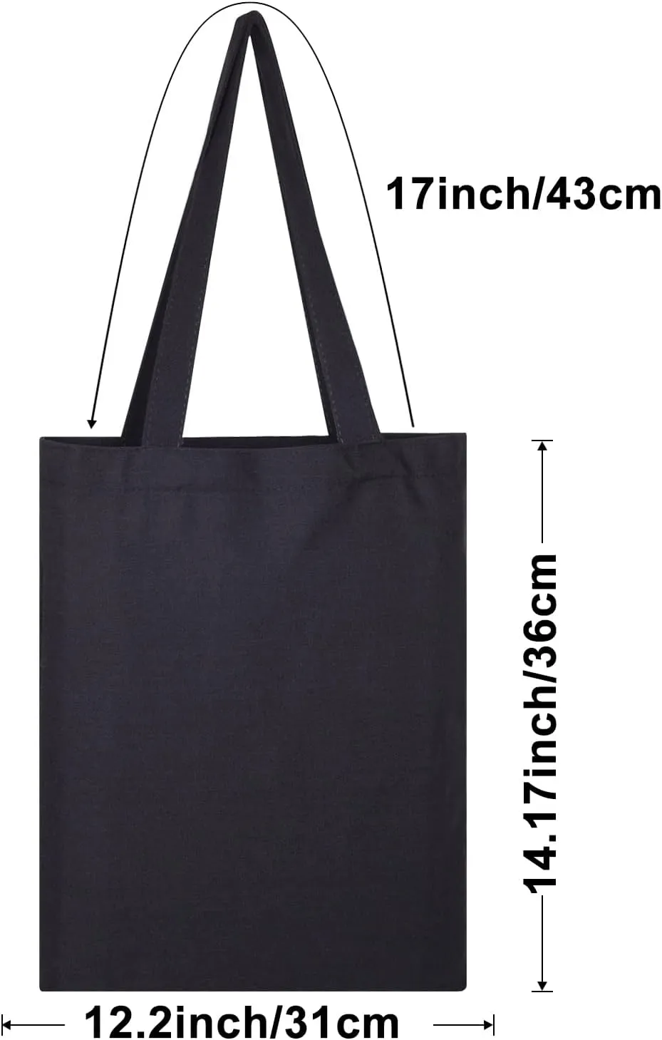 Morcheiong 6 Pack Black Cotton Canvas Bag Blank Tote Canvas Bags Reusable Grocery Shopping Bags, Suitable for DIY Craft, Shopping, Drawing, Advertising, Grocery, Promotion, Gift, Activity