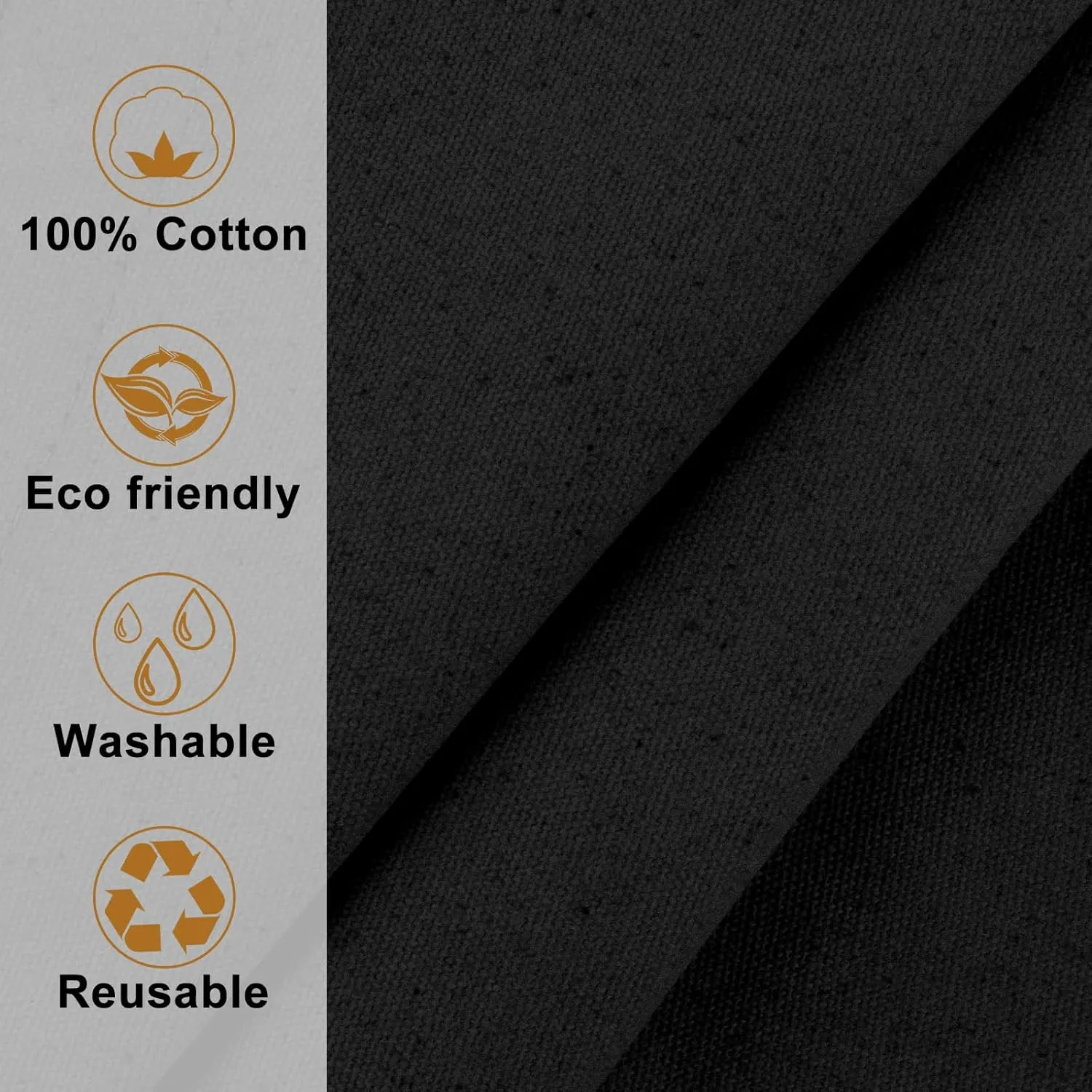 Morcheiong 6 Pack Black Cotton Canvas Bag Blank Tote Canvas Bags Reusable Grocery Shopping Bags, Suitable for DIY Craft, Shopping, Drawing, Advertising, Grocery, Promotion, Gift, Activity
