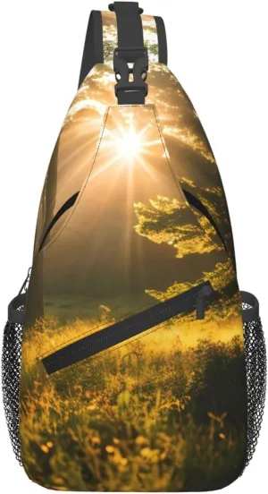 Morning Sunlight In Wilderness Print Sling Bag For Women Men Fashion One Shoulder Crossbody Bag Travel Fanny Pack Cross Body Bags