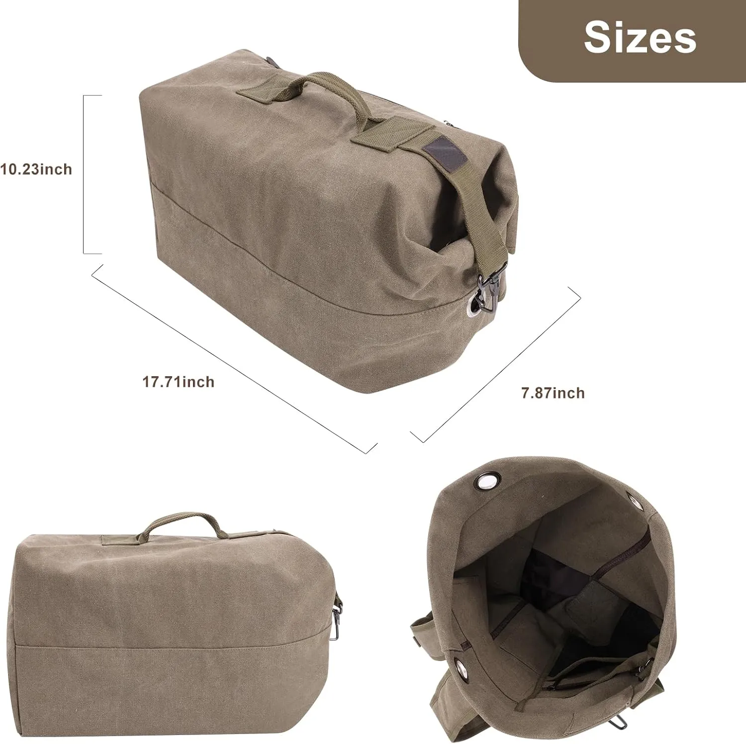MosaiRudo Canvas Leisure Backpack Tactical Military Duffel Bags Travel Climbing Bag, Gym Bag Top Load for Outdoor Sports (Army Green, Upgrade S)