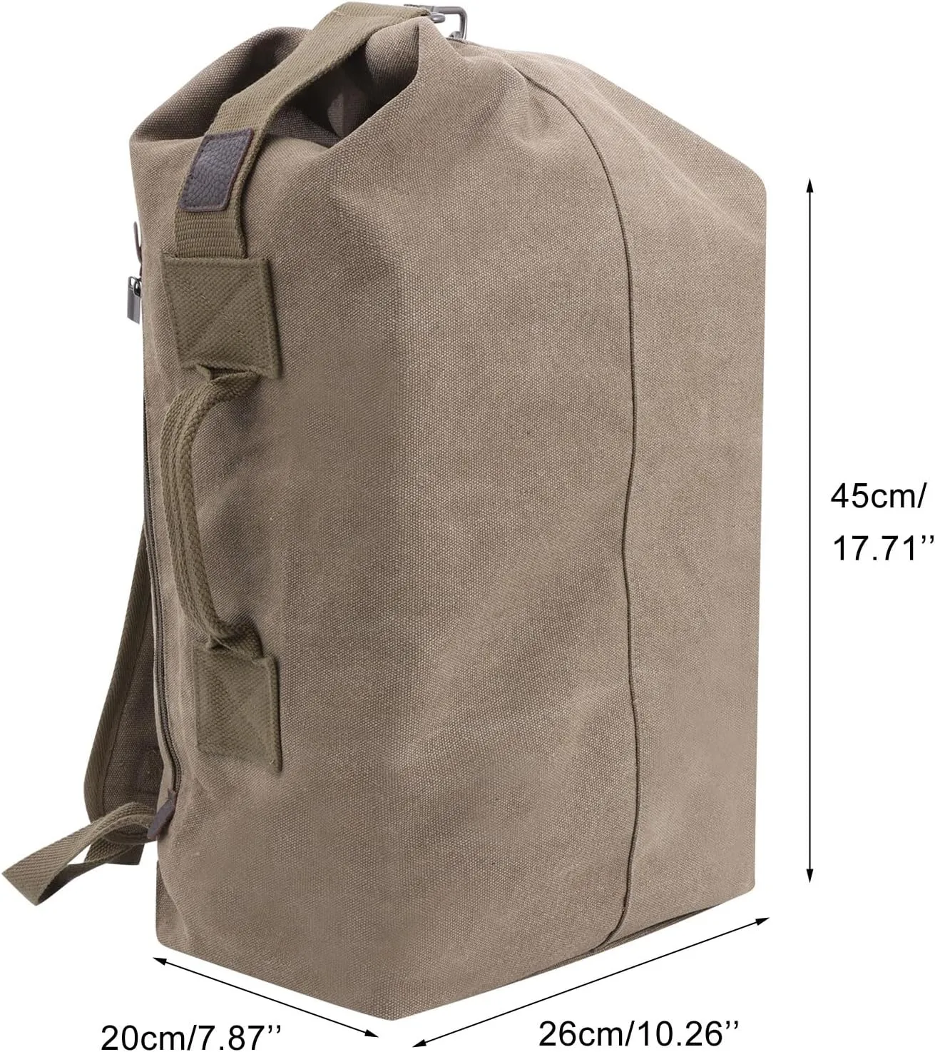 MosaiRudo Canvas Leisure Backpack Tactical Military Duffel Bags Travel Climbing Bag, Gym Bag Top Load for Outdoor Sports (Army Green, Upgrade S)
