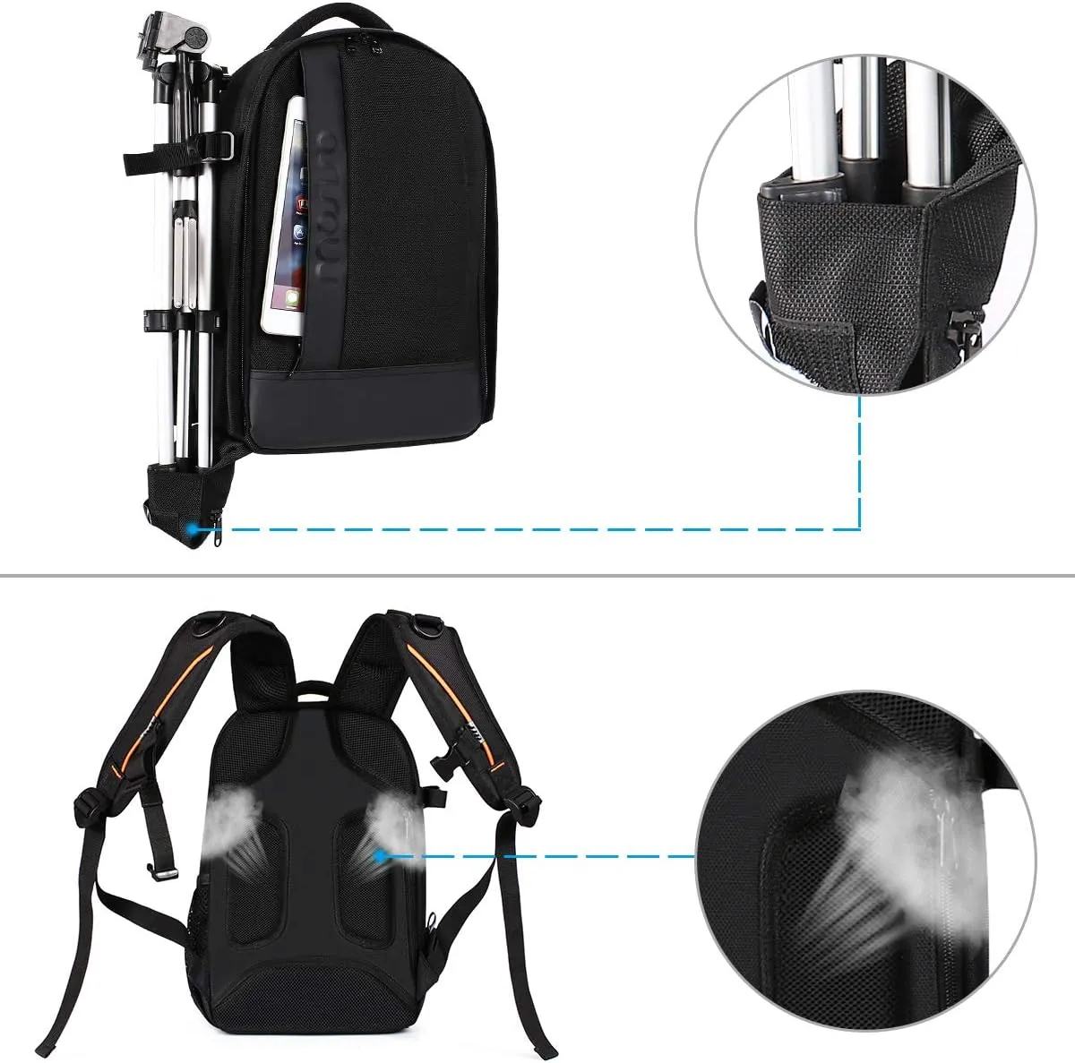 MOSISO Camera Backpack,DSLR/SLR/Mirrorless Photography Backpack Buffer Padded Shockproof Camera Bag with Customized Modular Inserts&Tripod Holder Compatible with Canon,Nikon,Sony etc, Black
