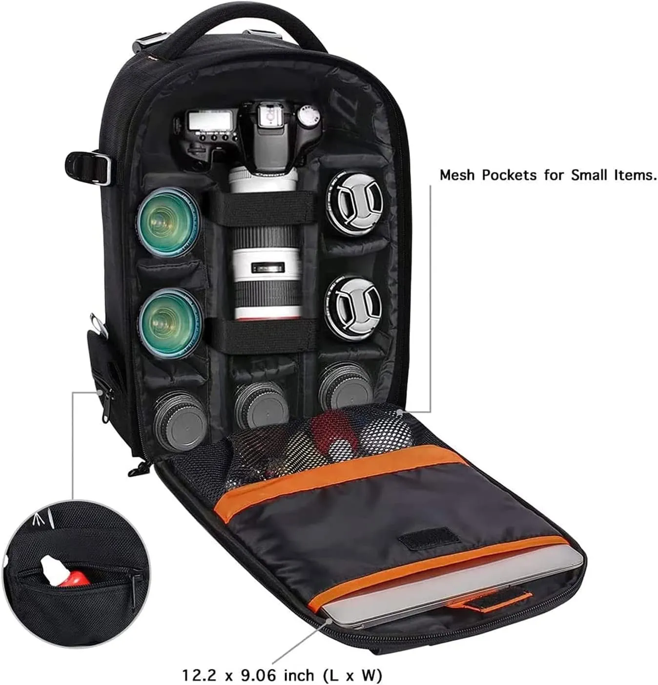 MOSISO Camera Backpack,DSLR/SLR/Mirrorless Photography Backpack Buffer Padded Shockproof Camera Bag with Customized Modular Inserts&Tripod Holder Compatible with Canon,Nikon,Sony etc, Black