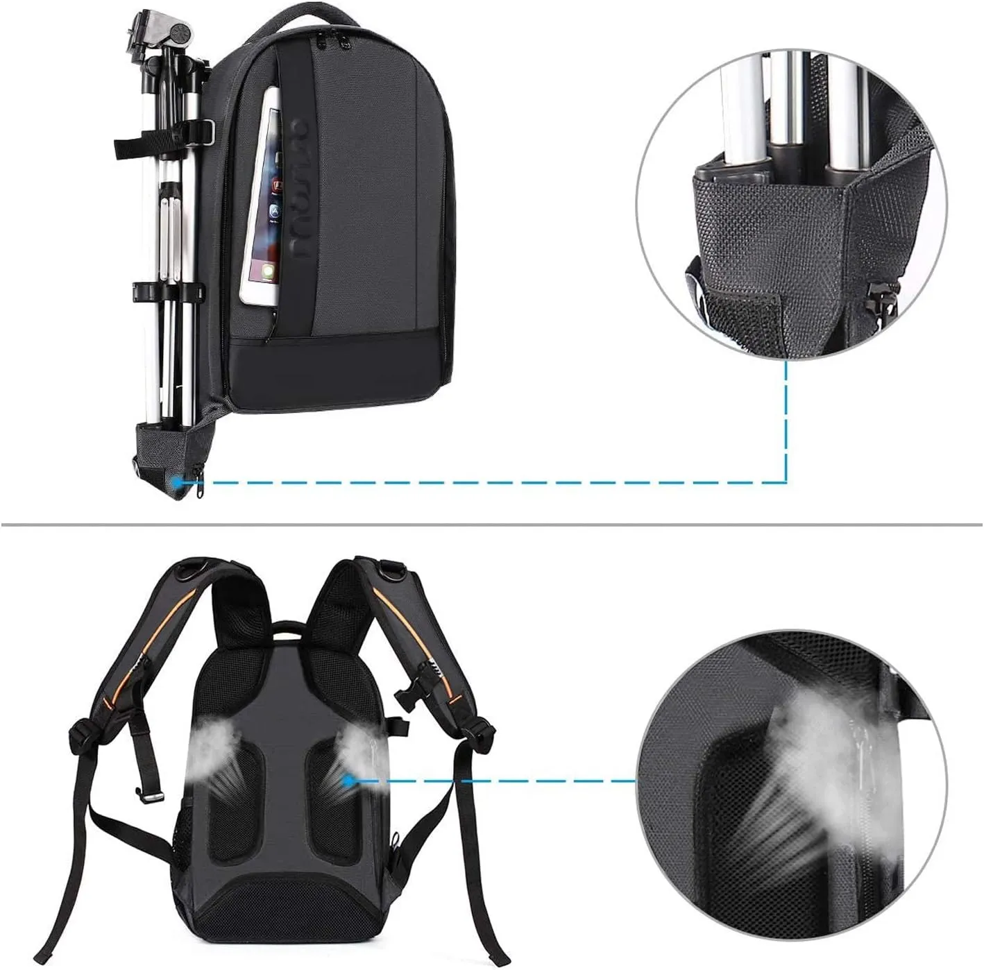 MOSISO Camera Backpack,DSLR/SLR/Mirrorless Photography Backpack Buffer Padded Shockproof Camera Bag with Customized Modular Inserts&Tripod Holder Compatible with Canon,Nikon,Sony etc, Gray