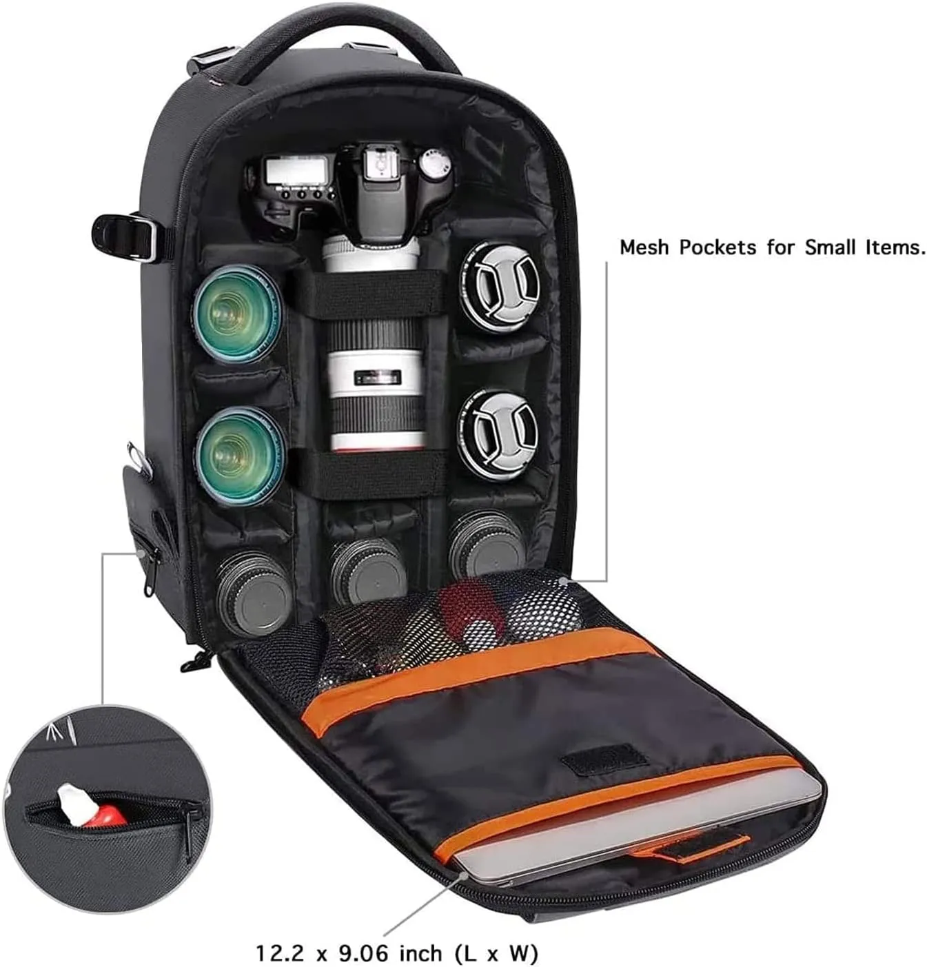 MOSISO Camera Backpack,DSLR/SLR/Mirrorless Photography Backpack Buffer Padded Shockproof Camera Bag with Customized Modular Inserts&Tripod Holder Compatible with Canon,Nikon,Sony etc, Gray