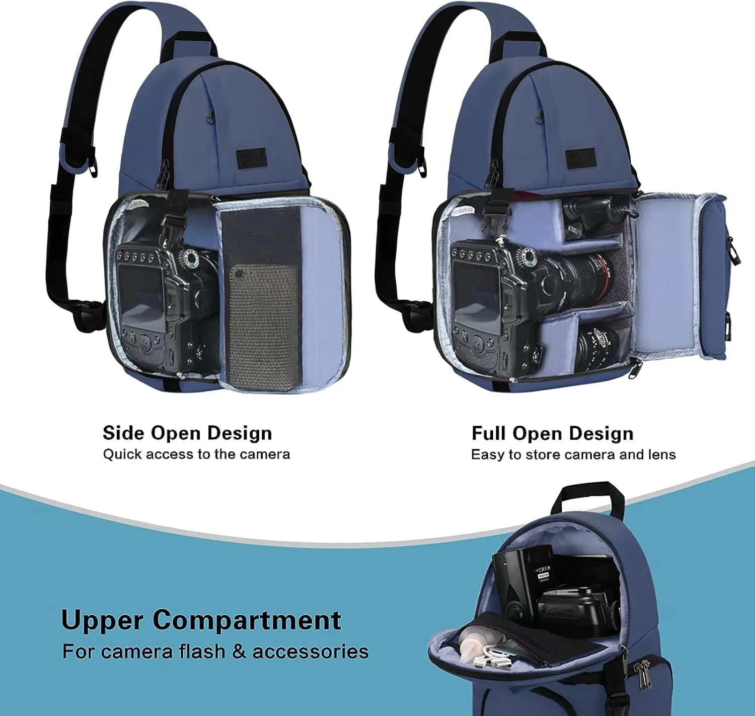 MOSISO Camera Sling Bag, DSLR/SLR/Mirrorless Camera Backpack Case Shockproof Photography Backpack with Tripod Holder & Removable Modular Inserts Compatible with Canon/Nikon/Sony/Fuji