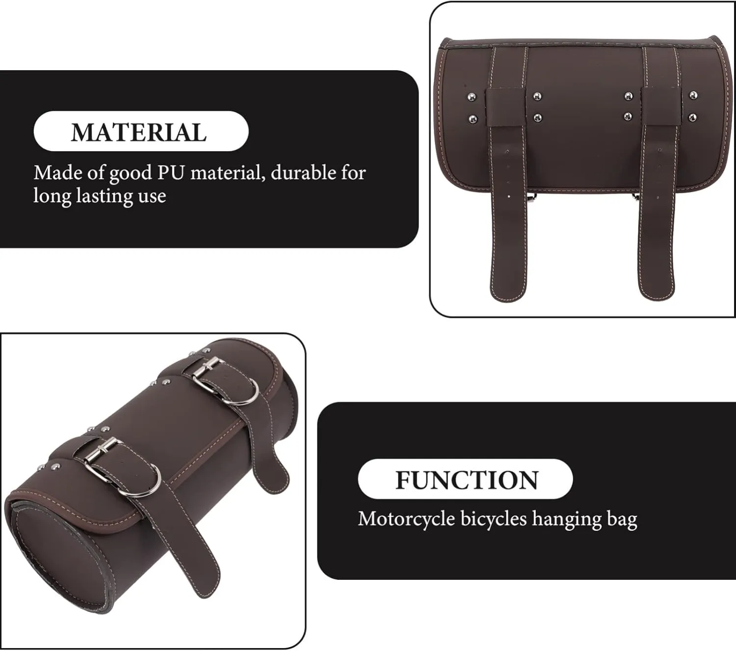 Motorcycle Fork Bag Pu Leather Handlebar Pouch Tool Storage Water-Resistant for Motorbike Enthusiasts