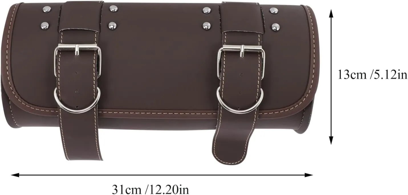 Motorcycle Fork Bag Pu Leather Handlebar Pouch Tool Storage Water-Resistant for Motorbike Enthusiasts