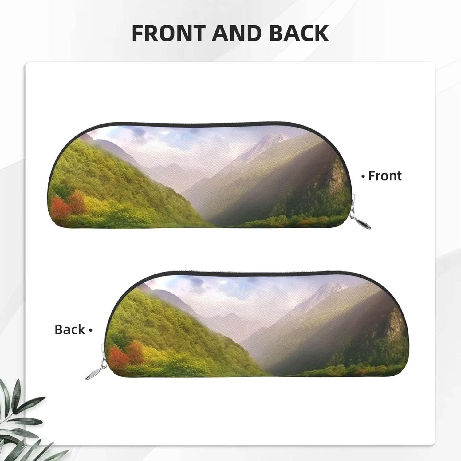 Mountain Valley with Rainbow Makeup Bag for Women Men Large Pencil Case Aesthetic Pencil Pouch Coin Pouch Leather Cosmetic Bag with Zipper Office Organizer Travel Essentials