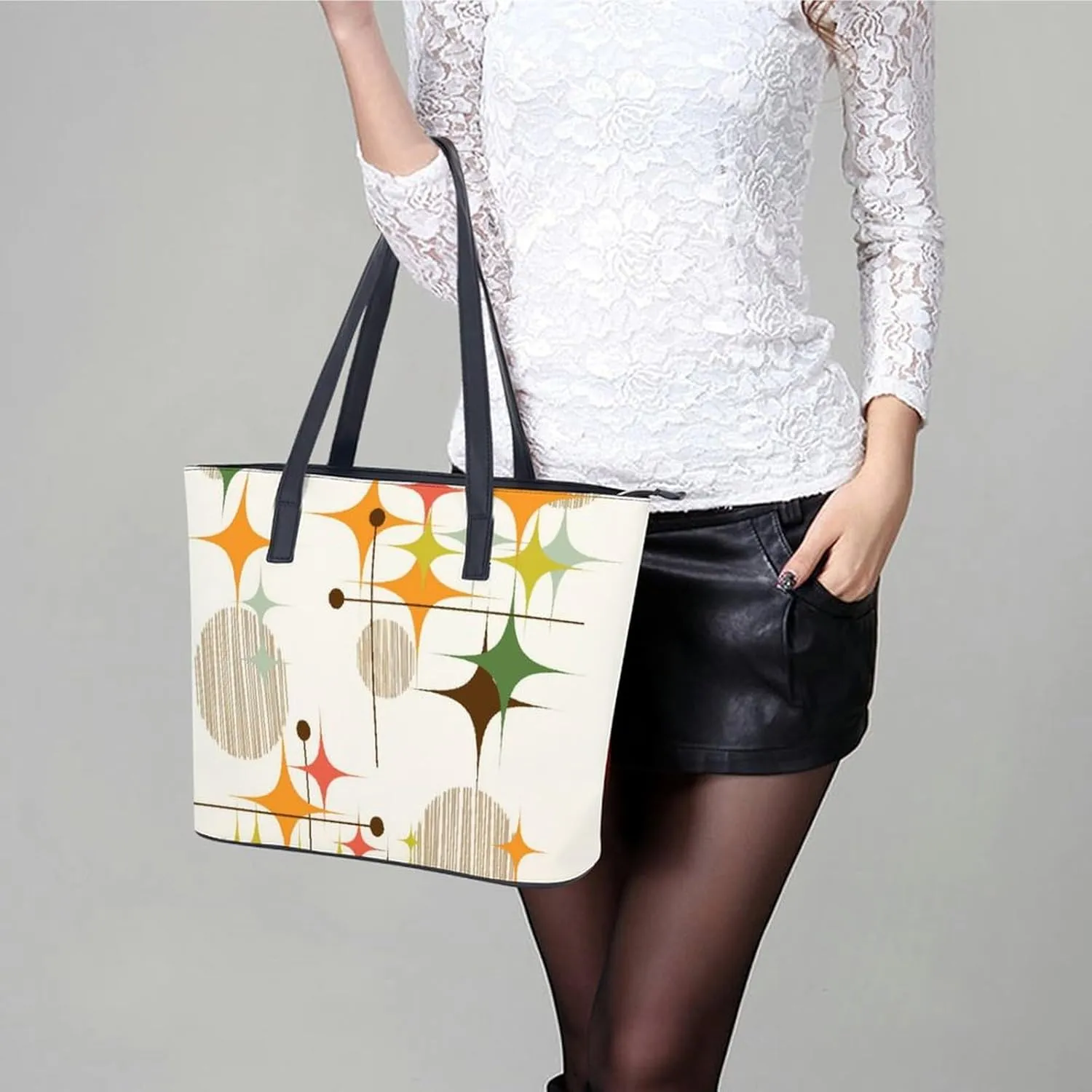 Mud Print Style A Leather Handbag with Large Capacity And Portability