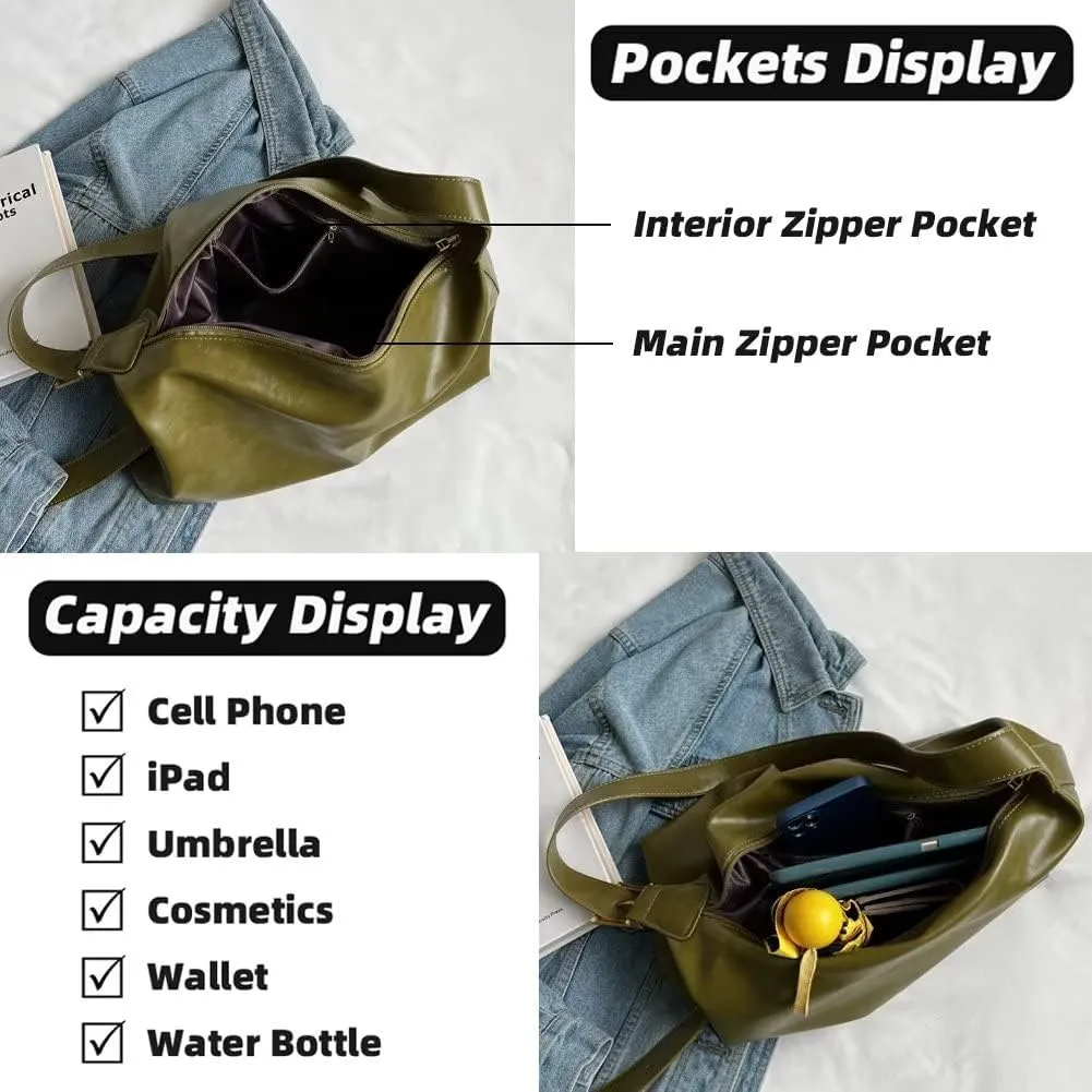 Mudono Hobo Bags for Women Soft Minimalist Shoulder Bag Lightweight Crossbody Handbag Large Capacity Everyday Purse