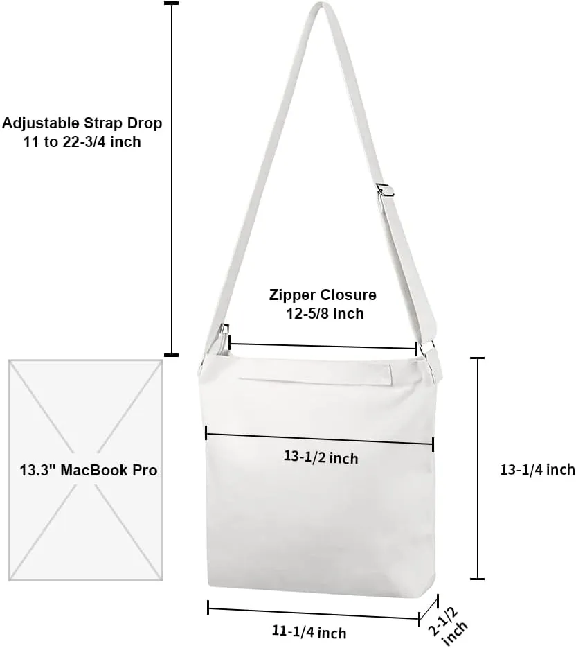 Muka Canvas Shoulder Bag with Zipper Hobo Crossbody Handbag Casual Tote