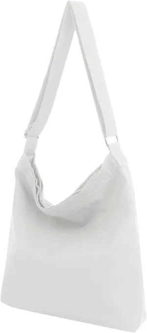 Muka Canvas Shoulder Bag with Zipper Hobo Crossbody Handbag Casual Tote