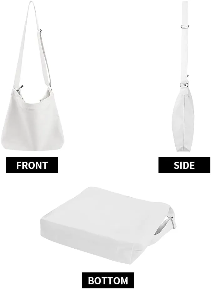 Muka Canvas Shoulder Bag with Zipper Hobo Crossbody Handbag Casual Tote