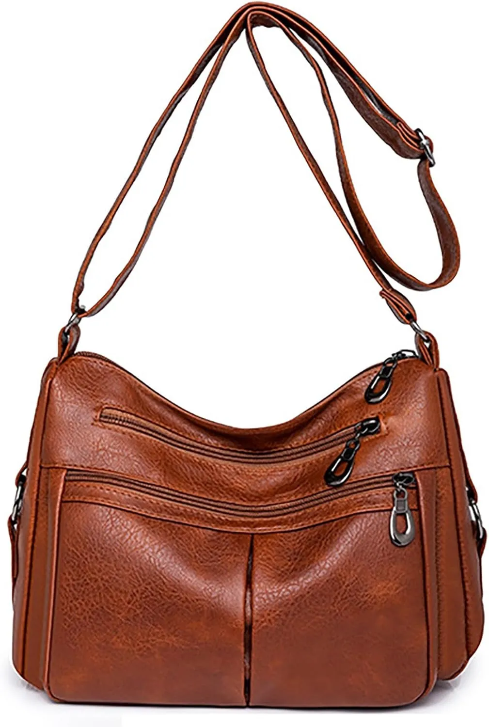Multi Pocket Shoulder Bags for Woman Crossbody Purses and Handbags Lightweight Pocketbook Summer Mini Gym Bag(Brown)