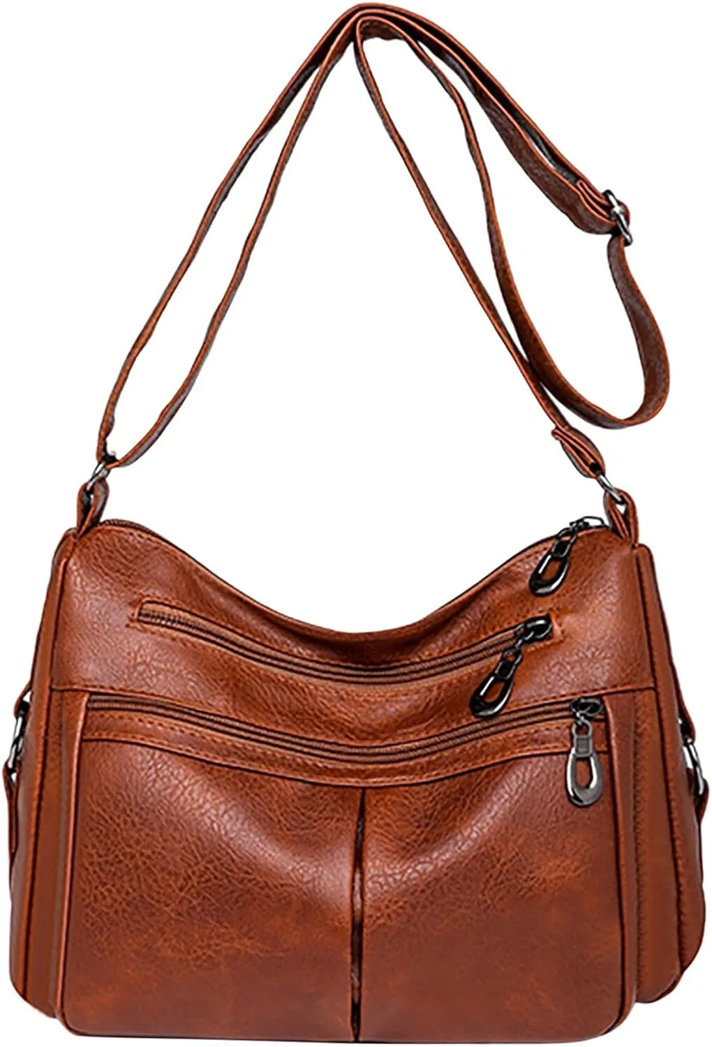 Multi Pocket Shoulder Bags for Woman Crossbody Purses and Handbags Lightweight Pocketbook Summer Mini Gym Bag(Brown)