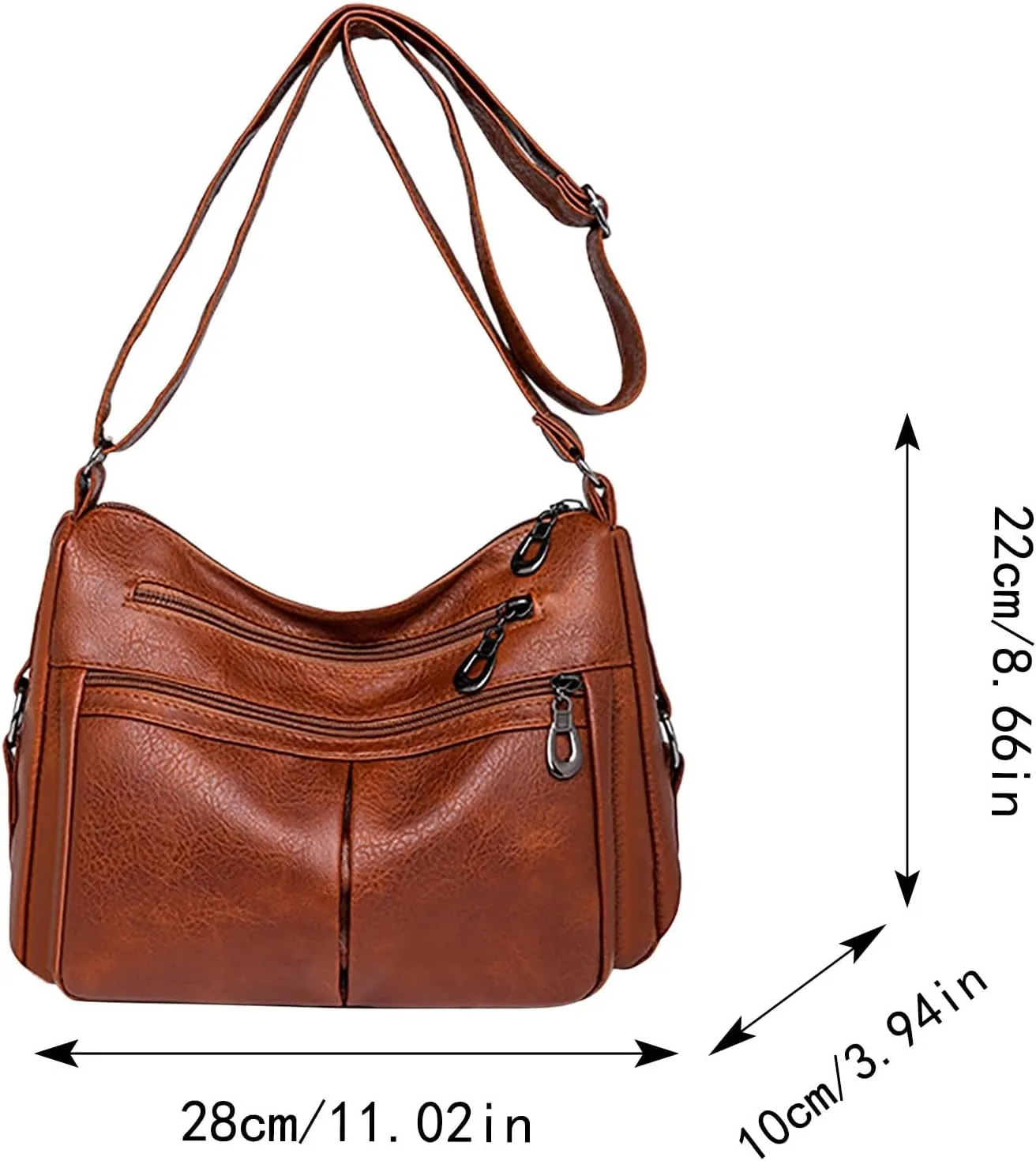 Multi Pocket Shoulder Bags for Woman Crossbody Purses and Handbags Lightweight Pocketbook Summer Mini Gym Bag(Brown)