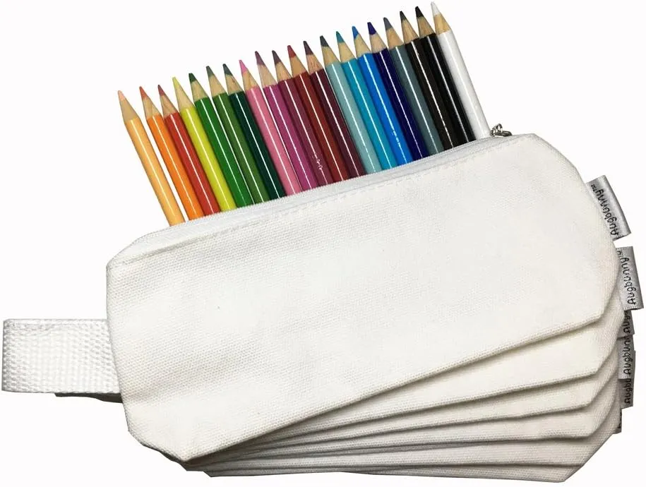 Multi-purpose 100% Cotton 12oz Canvas Zippered Cosmetic Makeup Pouch 6-pack