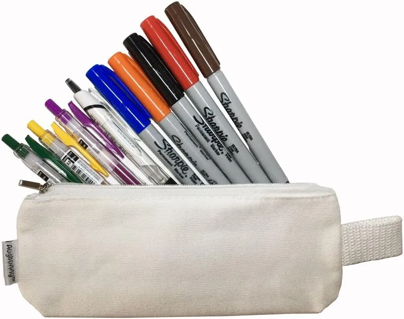 Multi-purpose 100% Cotton 12oz Canvas Zippered Cosmetic Makeup Pouch 6-pack
