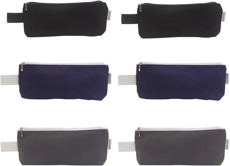 Multi-purpose 100% Cotton 12oz Canvas Zippered Cosmetic Makeup Pouch 6-pack
